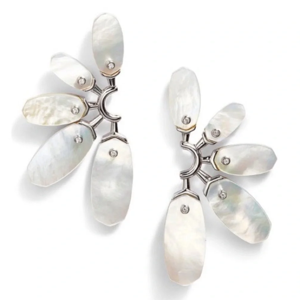 NWT Kendra Scott Ashlyn Ivory Mother Of Pearl Statement Earrings - Picture 15 of 16